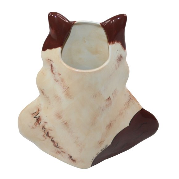 Himalayan Rag Doll Siamese 11.5" Cat Hand Painted Ceramic Vase By Nina Lyman - Picture 7 of 12